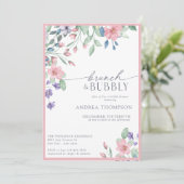 Elegantes Rosa Garden Blume Brautparty Einladung (Stehend Vorderseite)