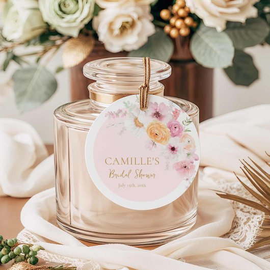 Elegantes Rosa Garden Brautparty Geschenkanhänger