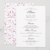 Elegantes rosa Geblüht Menü für Hochzeiten Menükarte (Vorne/Hinten)