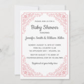 Elegantes Rosa geblüht Swirl-Rahmen Babydusche Einladung (Vorderseite)