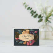 Elegantes Rosa Gelbe Blume Grün Gold Visitenkarte (Stehend Vorderseite)