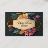 Elegantes Rosa Gelbe Blume Grün Gold Visitenkarte (Vorderseite)