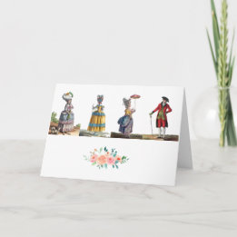 Elegantes Rosa, gelbe französische Mode-Regency-Bl Dankeskarte