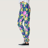 Elegantes rosa, gelbes Rosenmuster Leggings (Links)