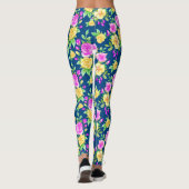 Elegantes rosa, gelbes Rosenmuster Leggings (Rückseite)