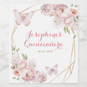 Elegantes rosa geometrisches Mis XV Años Weinetikett (Einzelnes Label)