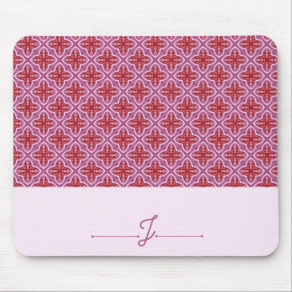 Elegantes rosa geometrisches Muster Monogram Mouse Mousepad