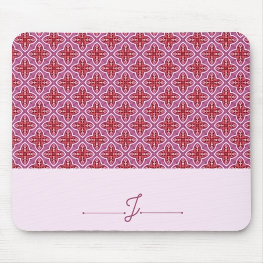 Elegantes rosa geometrisches Muster Monogram Mouse Mousepad (Vorne)