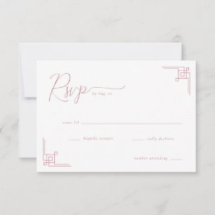 Elegantes rosa geometrisches RSVP Karte
