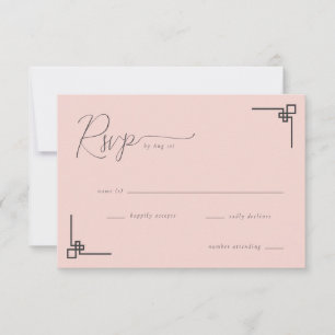 Elegantes rosa geometrisches RSVP Karte