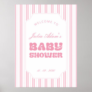 Elegantes rosa gepunktetes Streifenmuster Baby Sho Poster
