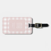 Elegantes rosa Gingham-Monogramm Gepäckanhänger (Vorderseite horizontal)