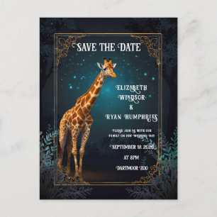 Elegantes Rosa Giraffe Wedding Invitation Foto Postkarte