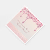 Elegantes Rosa Glam Glitzer Tropfen Lace Brautpart Serviette (Ecke)