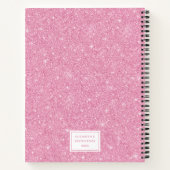Elegantes rosa Glitzer Foto Sketchbook mit Namen Notizblock (Rückseite)