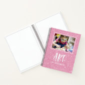 Elegantes rosa Glitzer Foto Sketchbook mit Namen Notizblock (Innenseite)