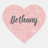 Elegantes Rosa Glitzer Herz Herz-Aufkleber (Vorderseite)
