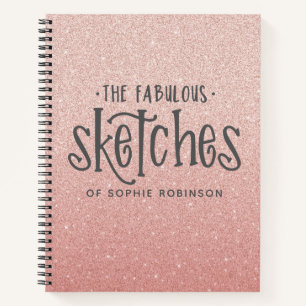 Elegantes Rosa Glitzer Künstlerisches Sketchbuch Notizblock