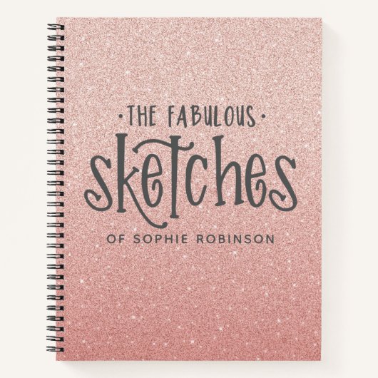 Elegantes Rosa Glitzer Künstlerisches Sketchbuch Notizblock (Vorderseite)