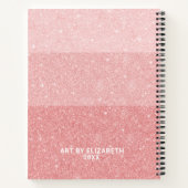 Elegantes rosa Glitzer Sketchbook mit Namen Notizblock (Rückseite)