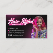 Elegantes rosa Glow Hair Stylist Foto Visitenkarte (Vorderseite)
