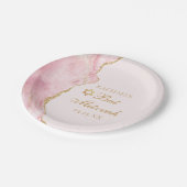 Elegantes Rosa Gold Agate Bat Mitzvah Party Pappteller (Schrägansicht)