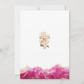 Elegantes Rosa Gold Agate mit Kreuz | Taufe Einladung (Rückseite)