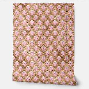 Elegantes rosa Gold Art Deco Vintage Muster Tapete