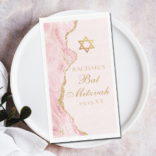 Elegantes Rosa Gold Bat Mitzvah-Feier personalisie Serviette