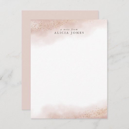 Elegantes Rosa Gold Cloud Personalisiert Mitteilungskarte (Vorne/Hinten)