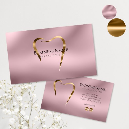 Elegantes rosa Gold Dentist Business Card Design Visitenkarte