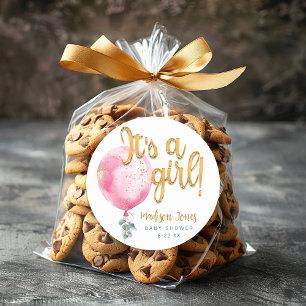 Elegantes Rosa & Gold Eine Girl-Baby-Dusche Runder Aufkleber