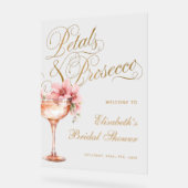 Elegantes Rosa Gold Floral Brautparty Acrylschild (Winkel)