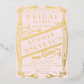 Elegantes Rosa Gold Floral Brautparty Party Folieneinladung (Vorderseite)