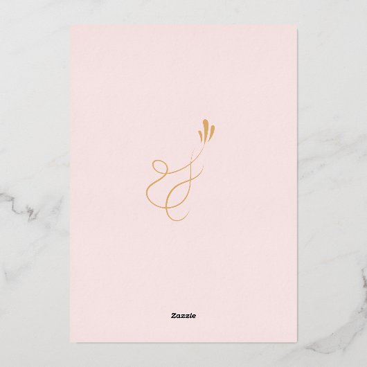 Elegantes Rosa Gold Floral Brautparty Party Folieneinladung (Rückseite)