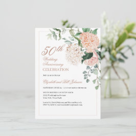 Elegantes Rosa Gold Floral Hochzeitstag Einladung
