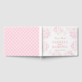 Elegantes Rosa Gold Floral Peony Wedding Monogram Gästebuch (Voll)