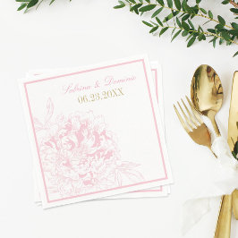 Elegantes Rosa Gold Floral Peony Wedding Monogram Serviette