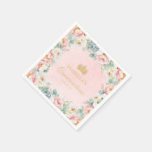 Elegantes Rosa Gold Floral Quinceñera Party Serviette (Ecke)