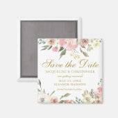 Elegantes Rosa Gold Floral Save the Date Magnet (Vorderseite/Rückseite)