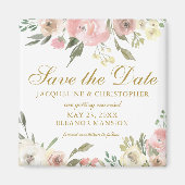 Elegantes Rosa Gold Floral Save the Date Magnet (Vorne)