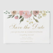 Elegantes Rosa Gold Floral Save the Date Pergament Einladungen (Vorderseite)