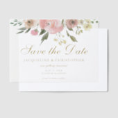 Elegantes Rosa Gold Floral Save the Date Pergament Einladungen (Versetzt)