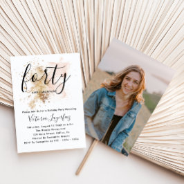 Elegantes Rosa & Gold Foto 40. Geburtstag Party Einladung