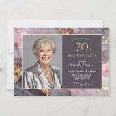 Elegantes Rosa Gold Foto 70. Geburtstag Einladung (Vorderseite)