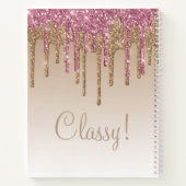 Elegantes Rosa & Gold Glitzer Klassisches Script G Notizblock (Rückseite)