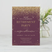 Elegantes Rosa Gold Glitzer Retirement Party Einladung (Stehend Vorderseite)