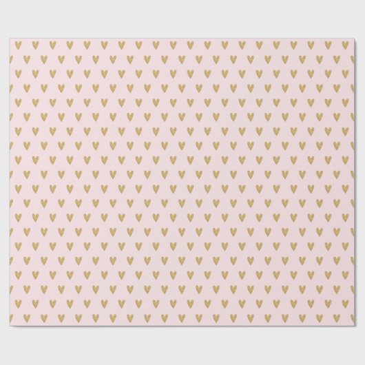 Elegantes rosa Gold Heart Wrapping Paper Geschenkpapier (Flach)