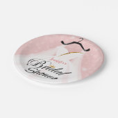 Elegantes Rosa & Gold Hochzeitskleid Brautparty Pappteller (Schrägansicht)