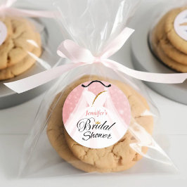 Elegantes Rosa & Gold Hochzeitskleid Brautparty Runder Aufkleber